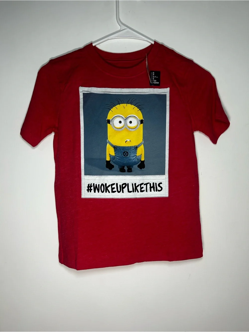 Kids Red Minion Graphic Tee - #WOKEUPLIKETHIS